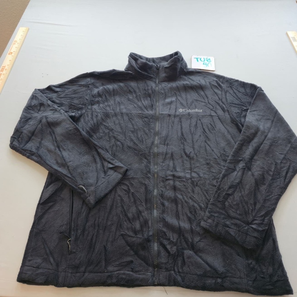 Columbia Mens Full Zip Fleece Jacket Charcoal Gray Mock Neck Large TUB 40